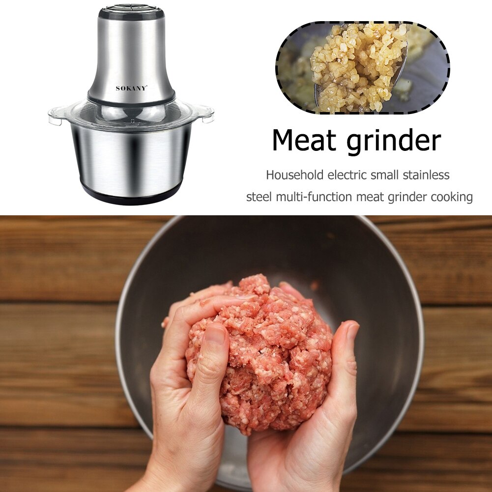 800W Stainless Steel Electric Chopper Meat Grinder Mincer Food Processor Egg Beater Vegetable Meat Food Mixer Grinder Blender EU