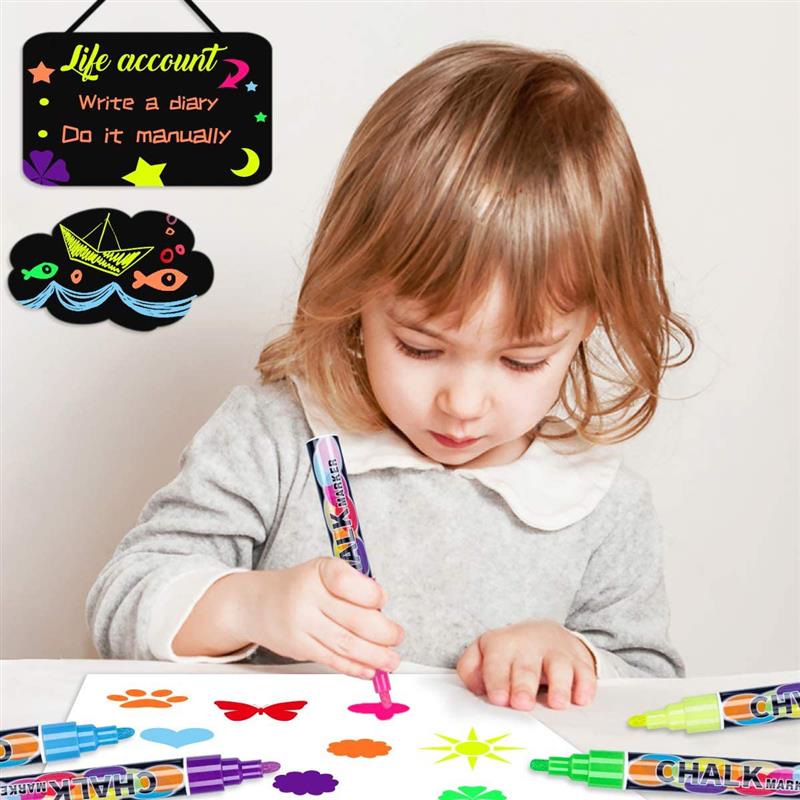 Stylos marqueurs à craie liquide effaçables, tableau d'écriture LED multicolore, fenêtre en verre, marqueur d'art, peinture pour enfants, tableau noir