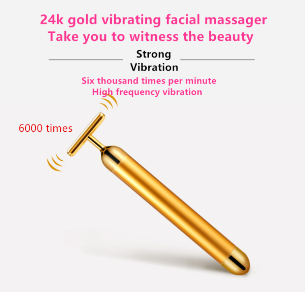 24K Gold Roller Vibrerende Facial Massager Afslanken Facial Skin Beauty Bar Pulse Verstevigende Gezicht Massage Lift Aanscherping Rimpel Bar