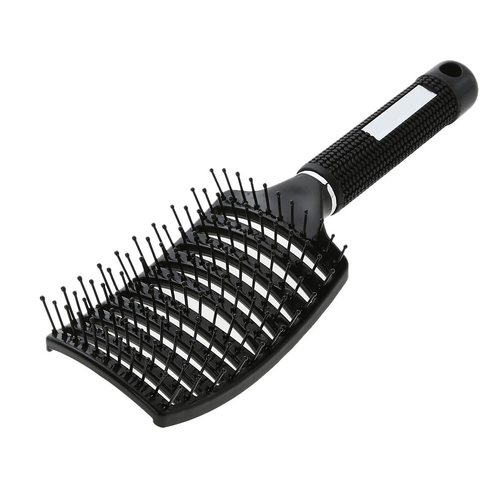 Ribs Comb Hairbrush Big Bent Comb Wet Plastic Nylon Massage Hair Care men Styling Hair Combs Hair Accessories: black