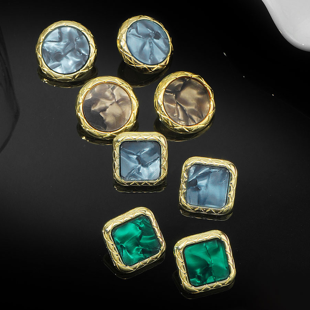 Nl Vintage Mode Geometrische Ronde Squre Acryl Oorbellen Voor Vrouwen 1 Paar Goud Kleur Oorbellen 2022 Trend Sieraden