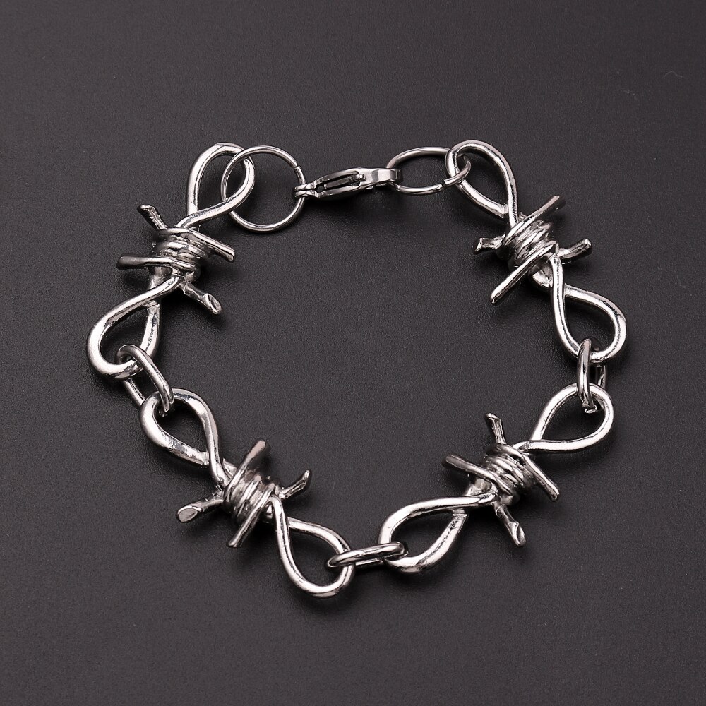 Collar de alambre de púas estilo Hip Hop para mujer, pulsera con cadenas para pantalón, joyería Harajuku Punk gótica, Gargantilla Unisex: Bracelet3