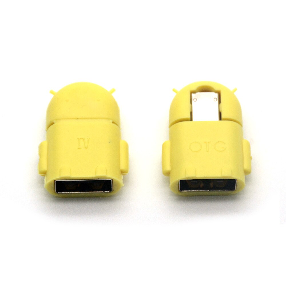 Multi-color Option Robot Shape Android Micro USB To USB2.0 Converter General OTG Adapter For Phones: Yellow