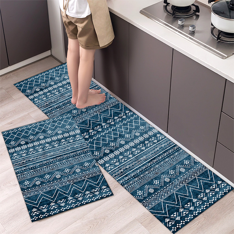 Moderne Küche matt Einfache nordisch Stil Lange Streifen Bereich Teppich Absorption Fußmatt Eingang Anti-Unterhose Boden Teppich Hause Dekor: 800mm x 800mm / WEISS
