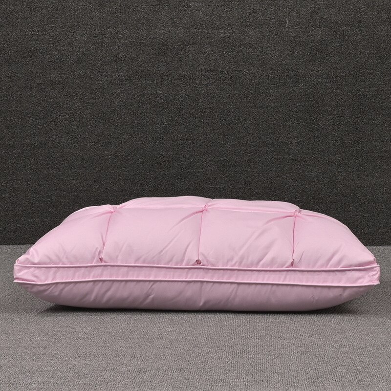 80 Three-layer Down Pillow Bread Type 95% White Goose Down Pillow Adult Single Five-star Hotel Duvet Cover White: pink / 48X74cmLow pillow