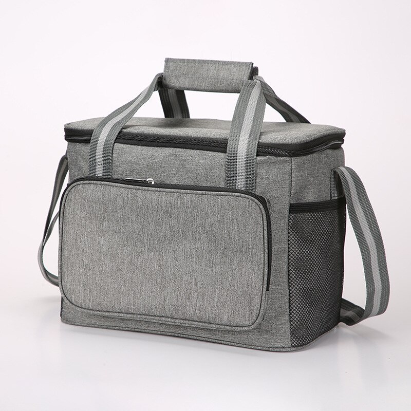 Large Insulated Lunch Box Bag Leak-proof Cooler Bag Lunch Tote for Men Women Picnic Travel Waterproof Dinner Wine Bag Cooler Box: Grey(31X23CM)