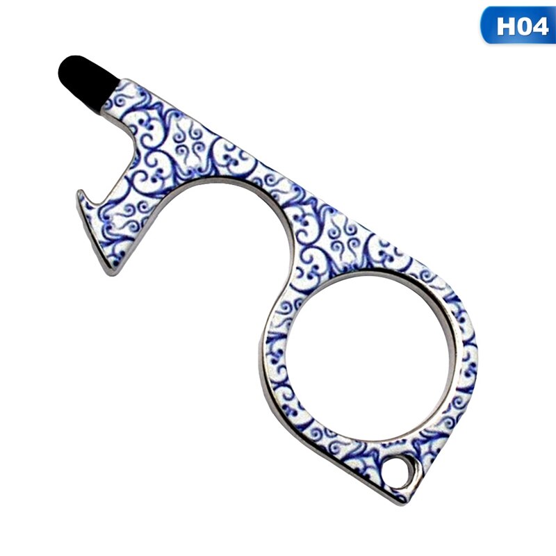 Portable Clean Key Door Opener Handheld Brass EDC Keychain No Touch Elevator Button Non-Contact Handheld Tool