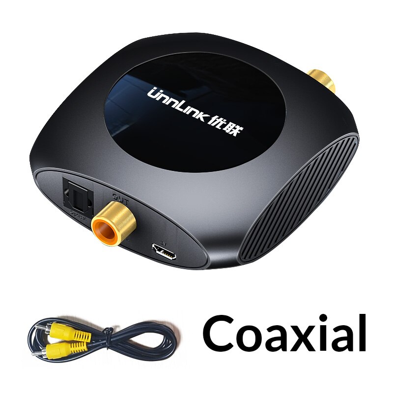 Unnlink Optical Toslink To Coaxial Bidirectional Audio Converter HiFi 5.1 DTS Dobly AC-3 192KHZ SPDIF Coaxial to Toslink for TV: with Coaxial / EU PLUG