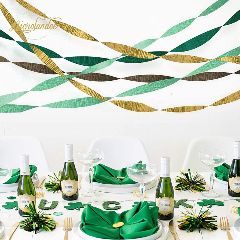 8 rotoli di stelle filanti di carta crespa verde stelle filanti di nappe per decorazioni verdi per la festa di compleanno della doccia nuziale in stile rustico