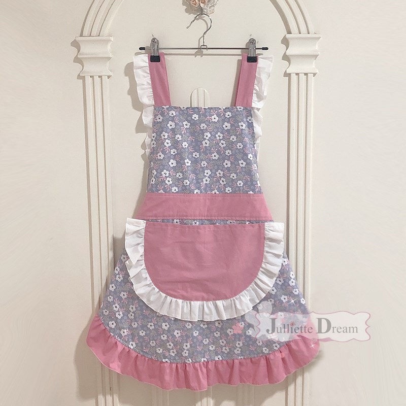 Korean style ruffle lace aprons for women baking mats apron kitchen helper cooking gloves princess pocket not waterproof: 016