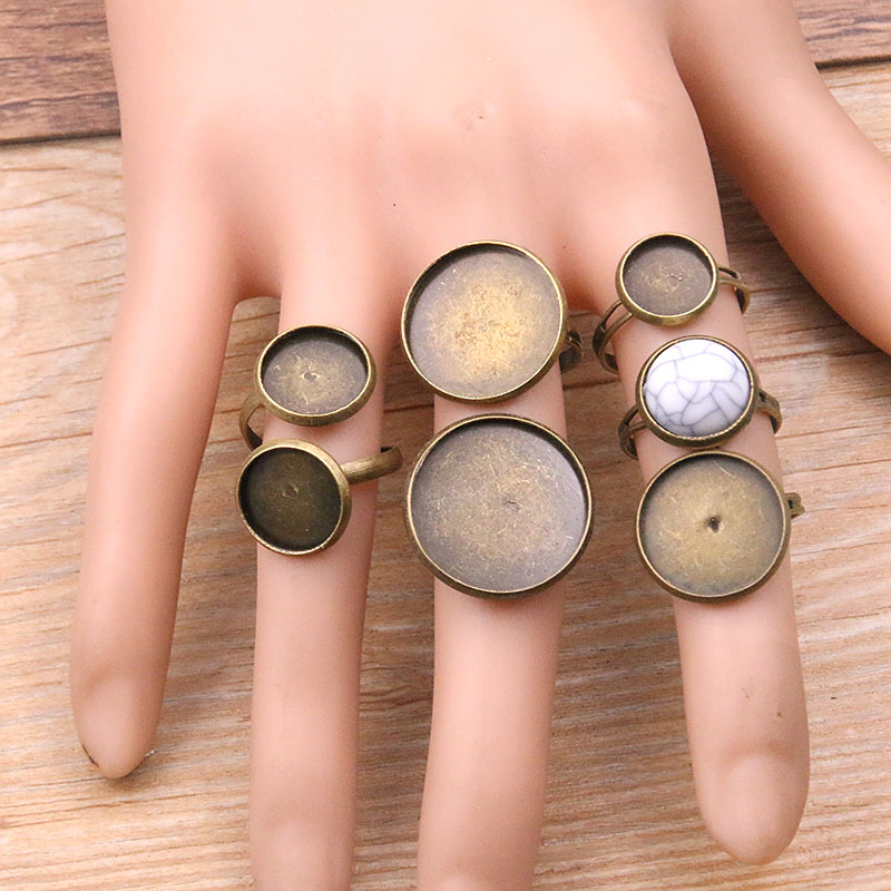 10Pcs/lot 6 Style Simple 10-20mm Adjustable Ring Bases Round Cabochon Blank DIY Rings Women Jewelry For Party