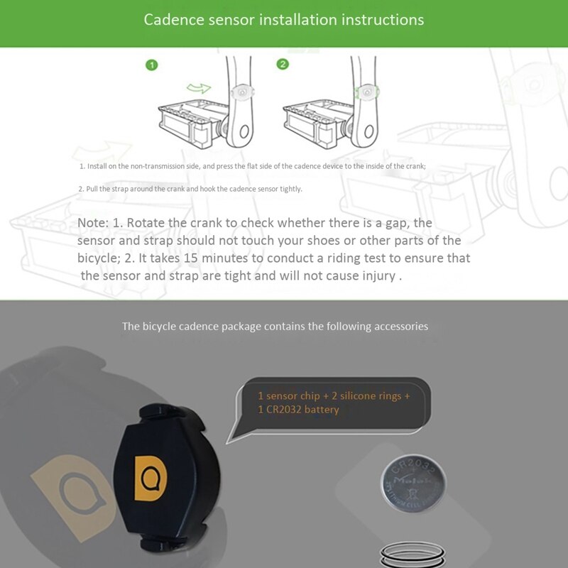 Bicycle Cadence/Speed Sensor Wireless Bluetooth 4.0 Speed Sensor Is Suitable for Spinning/Bicycle