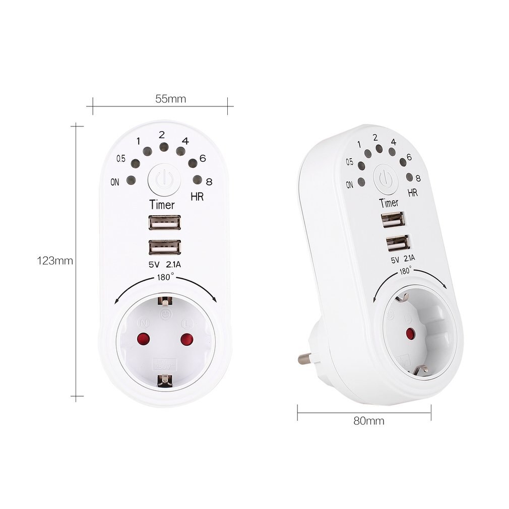 220V Timer Switch Mini USB 5V 2.1A Adapter Socket Outlet Plug-in Countdown Energy Saving Electronic Time Controller