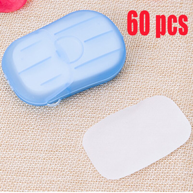 20 40 60 100 120PC/Box Travel Hand-washing Soap Paper Multifunctional Sliced Cleaning Paper Disposable Boxed Mini Soap: 3box-60pcs