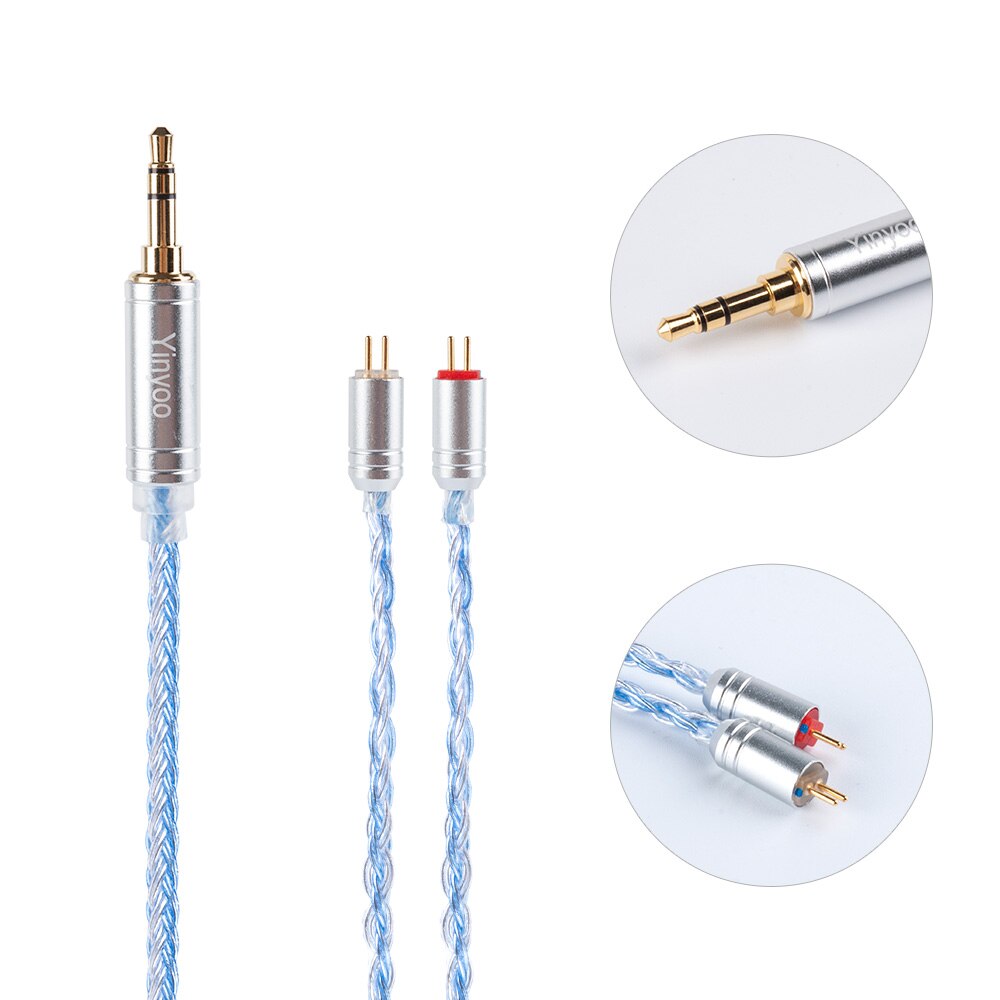Yinyoo 16- adriges 2.5/3.5/4.4mm hochreines, versilbertes kopfhörerkabel mit mmcx /2- pin/qdc-anschluss für  zs10 pro zsx  c12 blon bl -03 v90 ba5: 2- polig 3.5