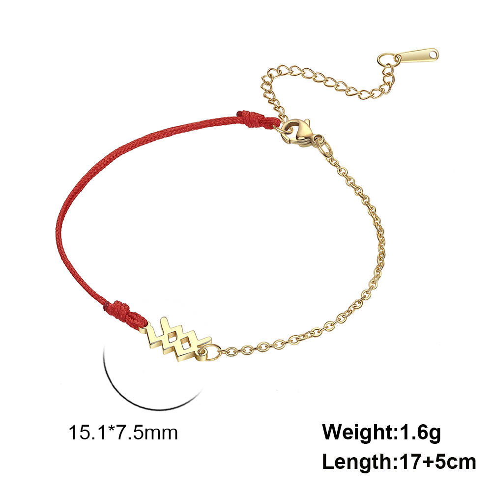 Zodiac Armband Rvs Hanger Armband Rope Chain Verstelbare Armband Voor Vrouwen Sieraden Bruidsmeisje