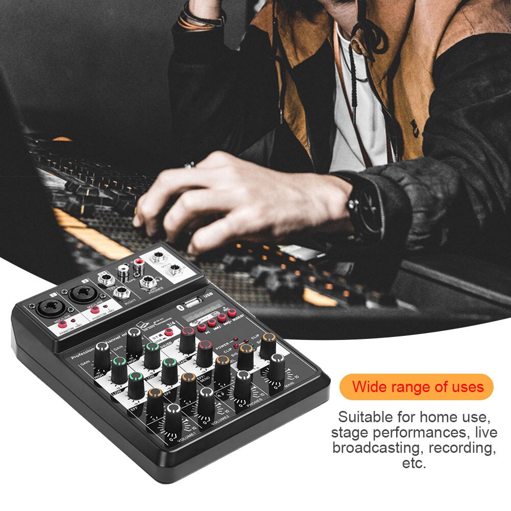 DJ 4 Channel Audio Mixer Strong Compatibility Compatible Sound Card Home Studio Multifunction Party