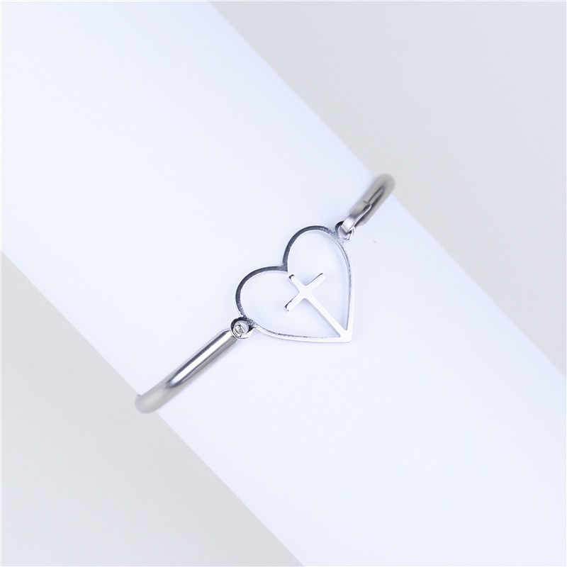 Stainless Steel 4-Styles Heart Leaf Bracelets Luxurious Jewelry For Women Silver Color Love Bangles Christmas