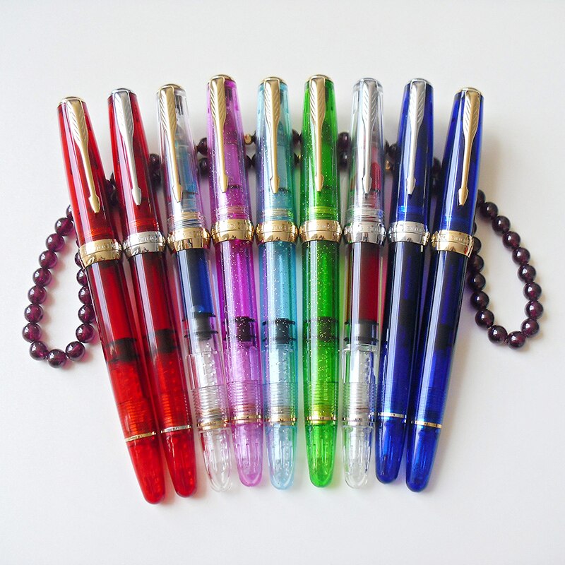 Wing Sung 618 Classic Fountain Pen Piston Transparent Authentic Iridium Fine 0.5mm Outstanding Ink Pen Writing Set