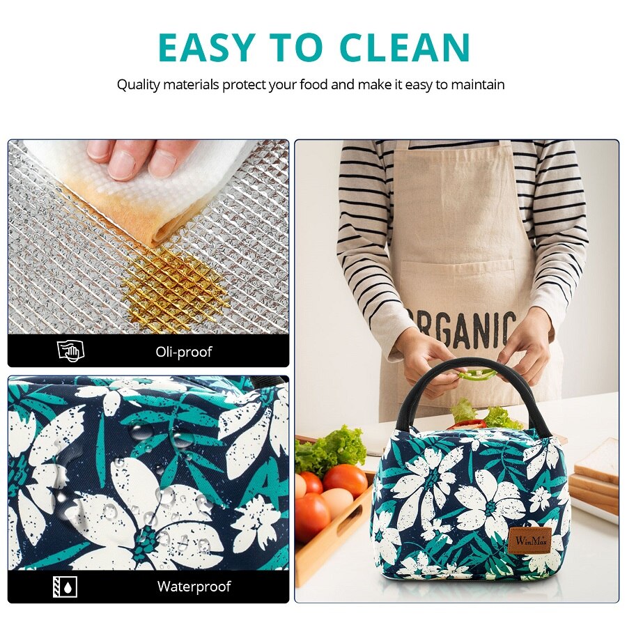 Winmax – sac à Lunch isotherme à imprimé Floral, fourre-tout isotherme pour pique-nique, pour enfants, femmes, filles, dames et hommes