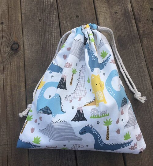 YILE 1pc Cotton Drawstring Sorted Pouch Party Bag Print Dinosaur Tree White Base 81120a: XXL 35x50cm