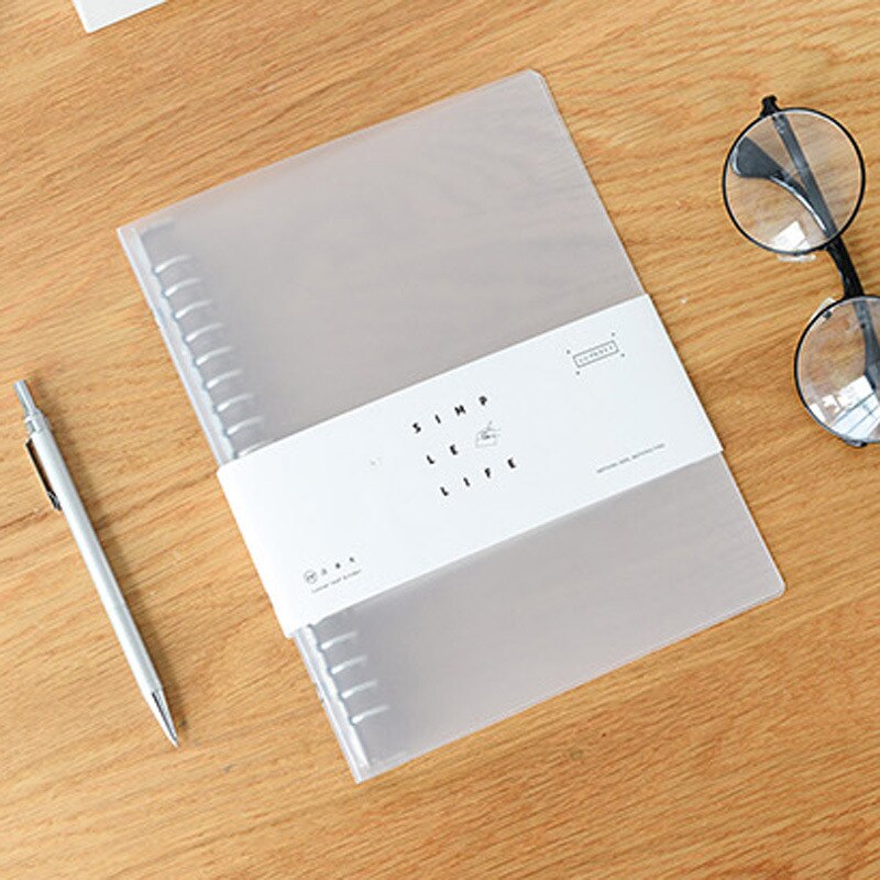Stationery Translucence Binder A4/B5/A5 Loose-Leaf PP Shell Porous Paper Clip Folder File Organizer Office Accessory