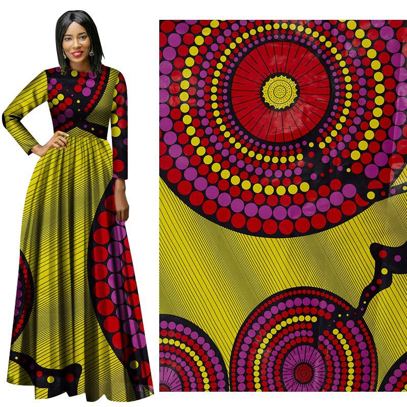 plain batik geometrische printing doek van polyester etnische kostuum stoffen in voorjaar van satijnen stof ronde