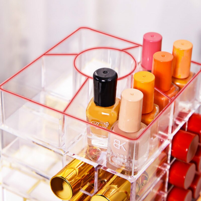 Tour de rangement pour rouge à lèvres en acrylique, 53 grilles, présentoir rotatif à 360 degrés pour maquillage, brillant à lèvres, organisateur de vernis à ongles, vitrine de cosmétiques