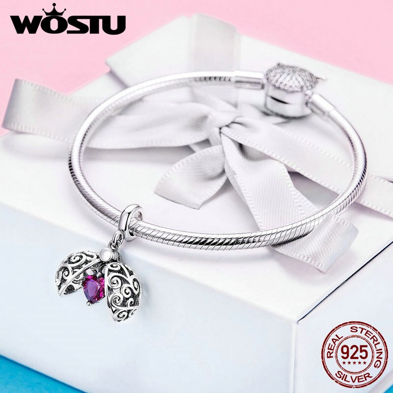 WOSTU Einzigartige 100% 925 Sterling Silber Offenen Herzen Charme Liebe Perlen Fit Original Armband Anhänger Halskette Schmuck, Der DXC1114