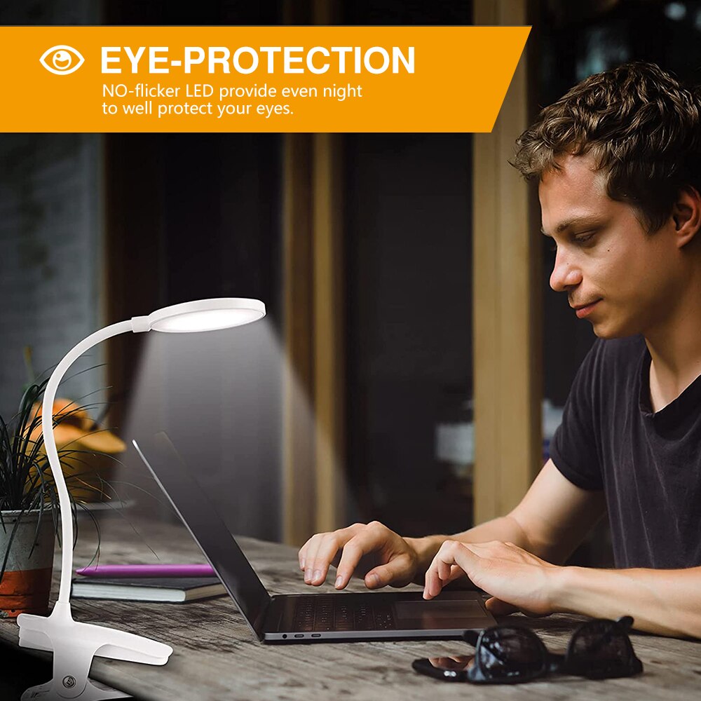 Led Clip Usb Opladen Bureaulamp Slaapkamer Werk Nachtkastje Boek Lamp Creatieve 3-Niveau Dimmen