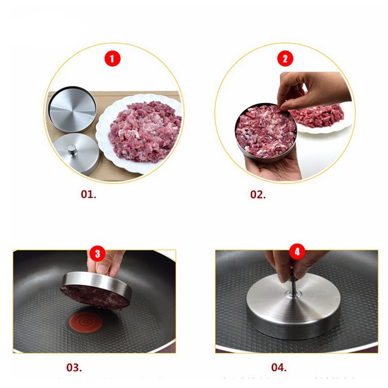 Stainless Steel Hamburger Patties Mold Maker Hand Operated Burger Press Kitchen Accessories Cooking Tools