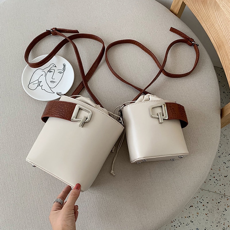 Bucket bag för kvinnor pu läder axelväskor kvinnliga crossbody väskor sommar trend handväskor och väskor