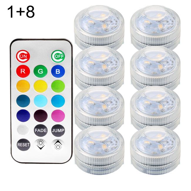 13 Kleuren Smd 3528 Rgb Led Dompelpompen Onderwater IP68 Licht Met Afstandsbediening Lamp Voor Badkamer Zwembad Fontein Decor: 1 controller 8 lamps