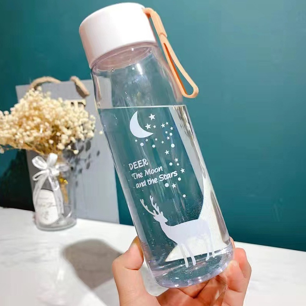 560Ml Sport Water Fles Plastic Draagbare Drinkbeker Meisje Lekvrij -Proof Shaker Mok Water Reizen fles: transparent C