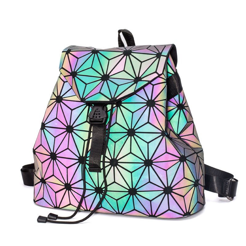 Nuove Donne Zaini Coulisse Luminoso Geometria Pieghevole Zaini Borse Femminile Piccola Borse da Scuola Per Le Ragazze Adolescenti Mochila