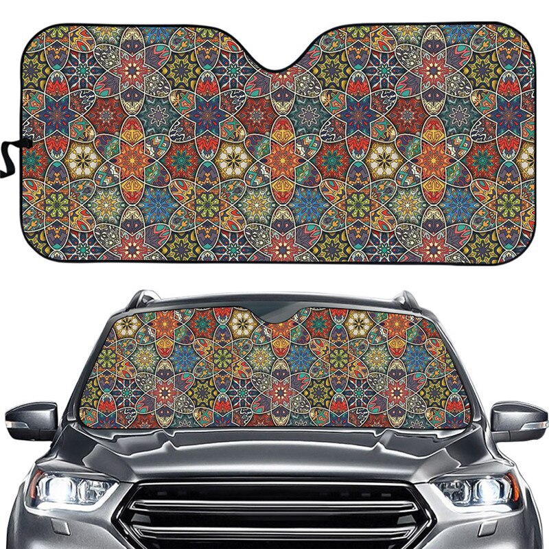 Hoho Art Pasiley Fold-up Sunshade for Windshields Anti UV Heat Protection Foldable Gloss Sunshades Car Sun Shade: BBD0104HC.