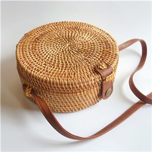 Women Vintage Beach Straw Bag Ladies Handmade Woven Rattan Messenger Handbag Summer Bali Bohemian Crossbody Shoulder Bags: R