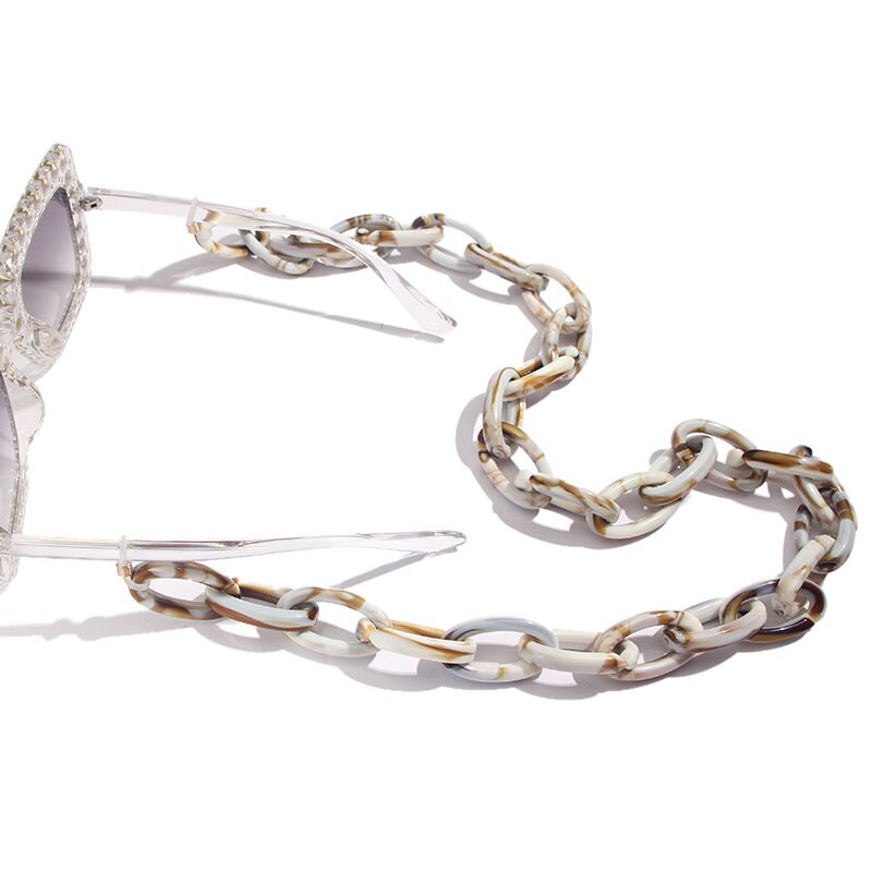 JUST FEEL White Tortoise Shell Acrylic Eyeglass Chains for Women Reading Adjustable Anti-slip Glasses Chain Rope: 017912BG