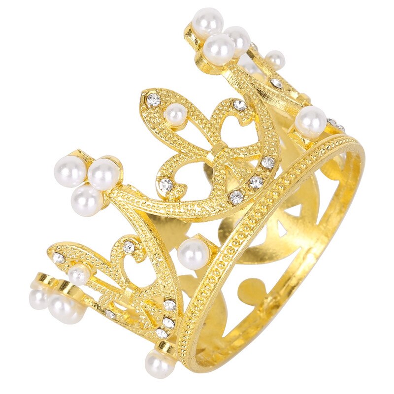 2 stk børn piger prinsesse rhinestone krystal perle lille fuld cirkel rund krone diadem hovedstykke fødselsdagsfest kage dekoration