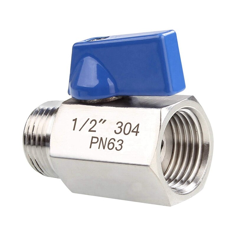 Kogelkraan 1/2 inch 304 roestvrijstalen mini-kogelkraan vrouwelijk en mannelijk npt, ideaal voor douchekopstroomregelklep
