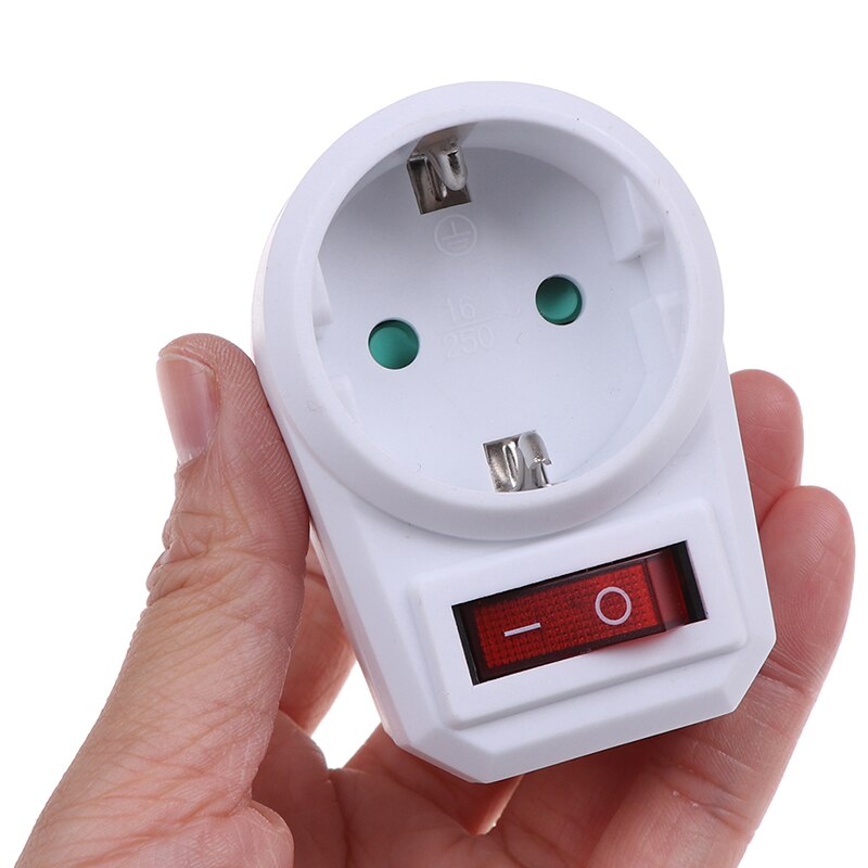 Europæisk type konverteringsstik med switch neon indikator 16a rejsestik 1 to 1 vejs eu standard strømadapter stik