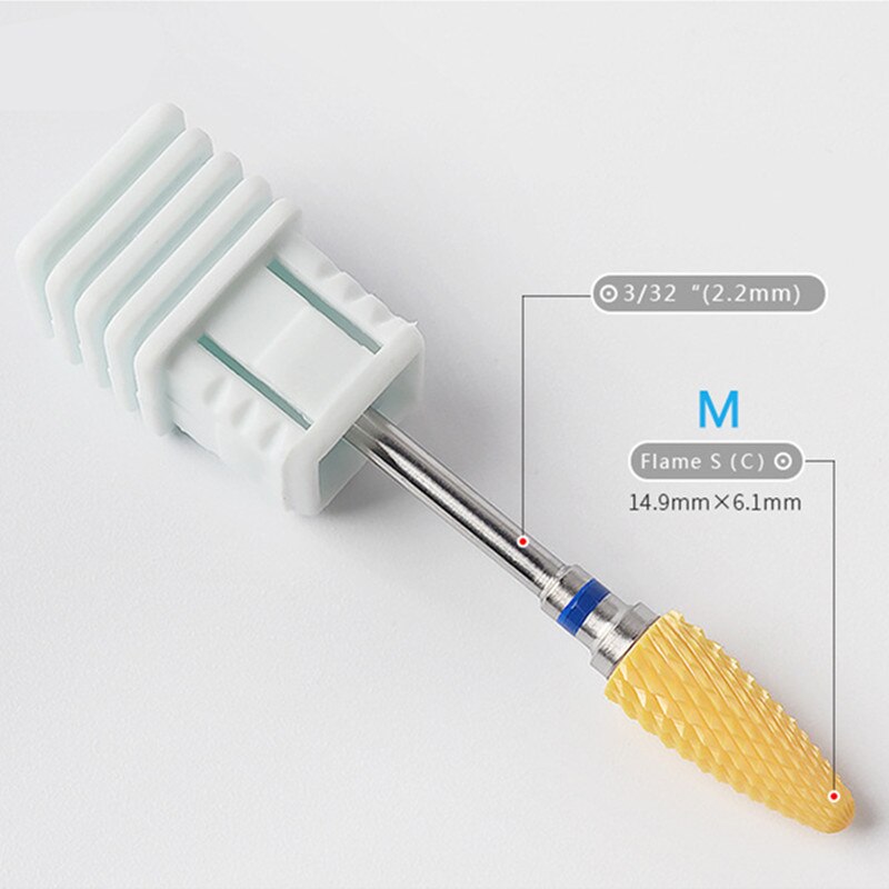 1 piezas de brocas de cerámica amarilla para uñas cutícula fresa de molienda cabeza de bala de manicura eléctrica herramientas de uñas de pedicura