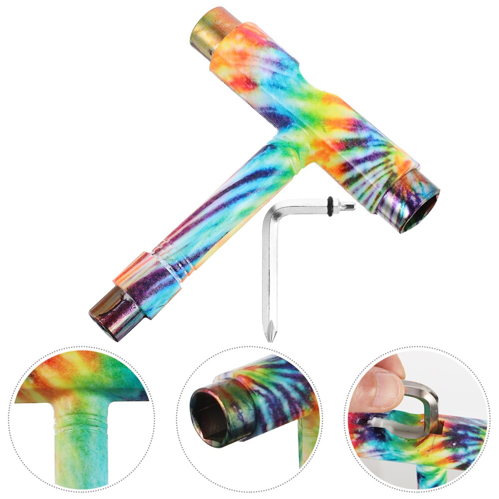 All-in-One Skate Tools Multi-Function Portable Skateboard T Tool Accessory: Oil painting pattern