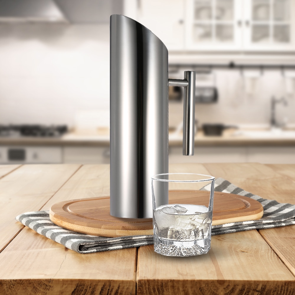 Homgeek 1.5l grote waterkan van roestvrij staal, waterkan voor koude dranken, sapkan met ijsbeschermer