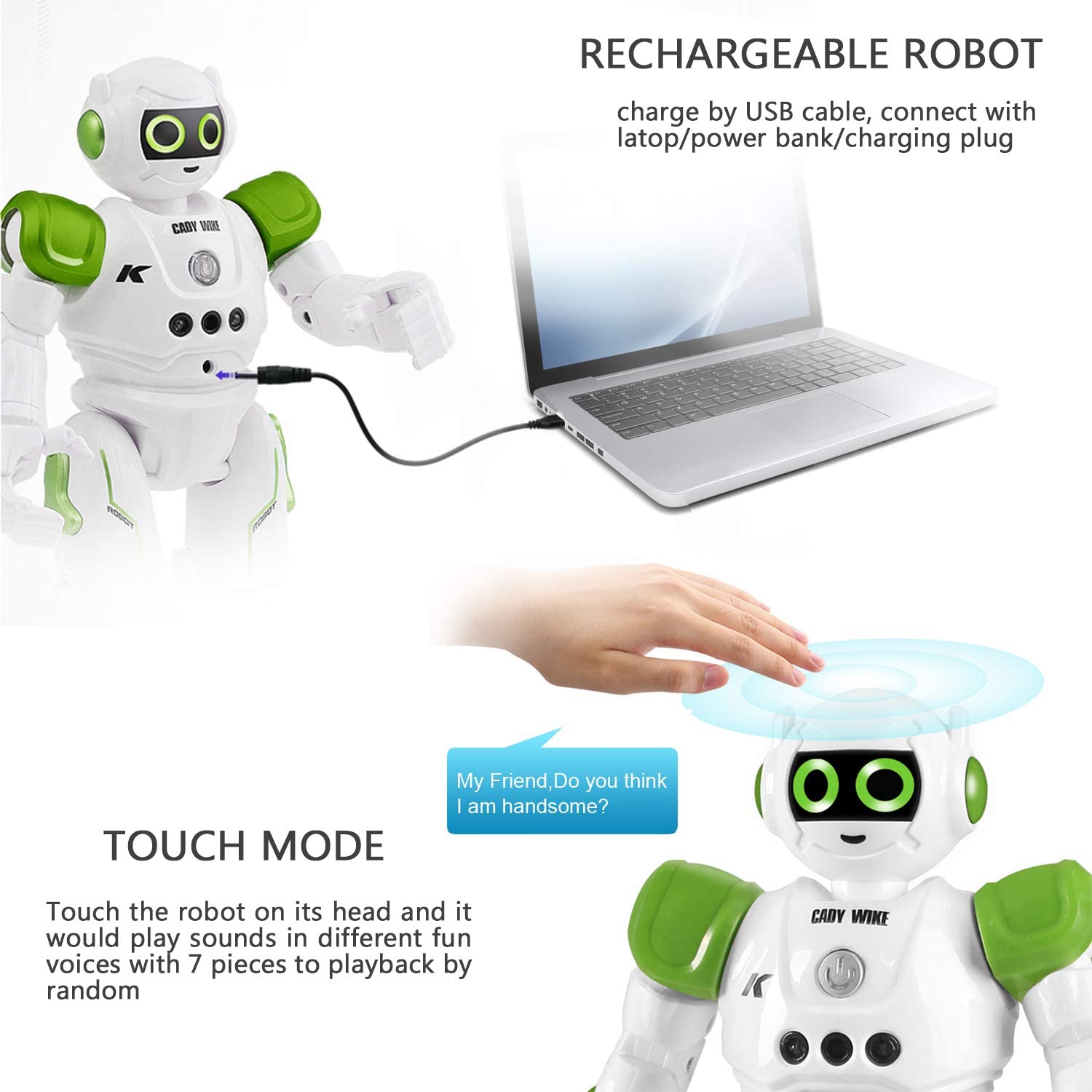 Robot RC para niños, Control remoto infrarrojo programable inteligente y detección de gestos Robots con luces de música, caminar, cantar