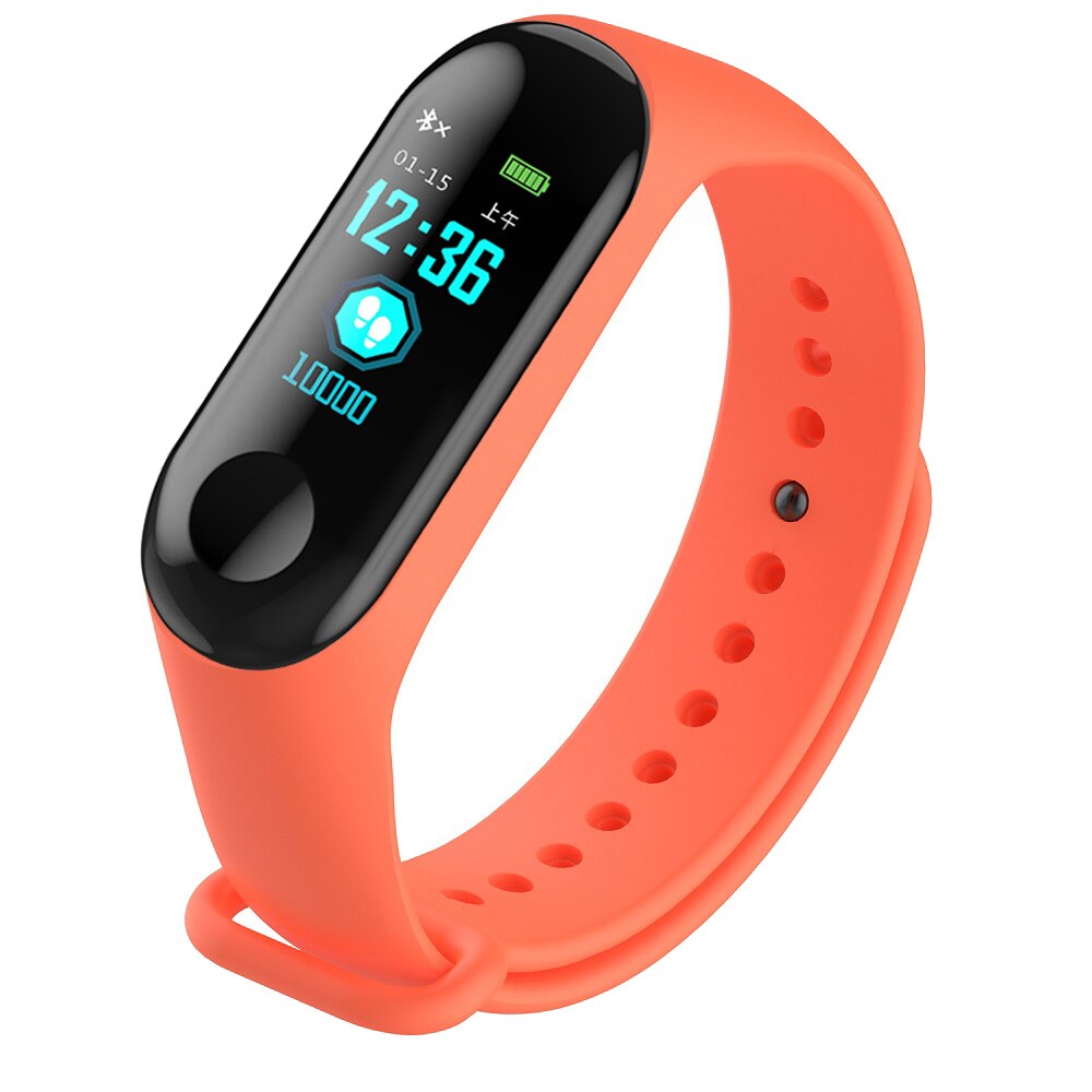 Reloj inteligente M3 para hombre y mujer pulsera multifunción con Bluetooth, rastreador de ritmo cardíaco, resistente al agua,: Orange