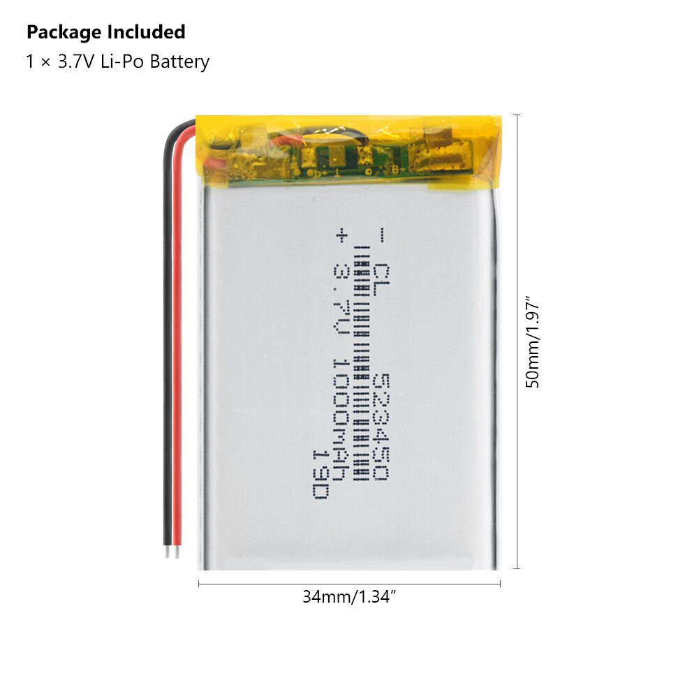 Batería Lipo para MP3 y MP4, recargable vía Baterías de polímero de litio, de 2/4 mAh, 523450 V, 1000mAh, duradera, de 3,7 mAh, 1/1000 Uds.
