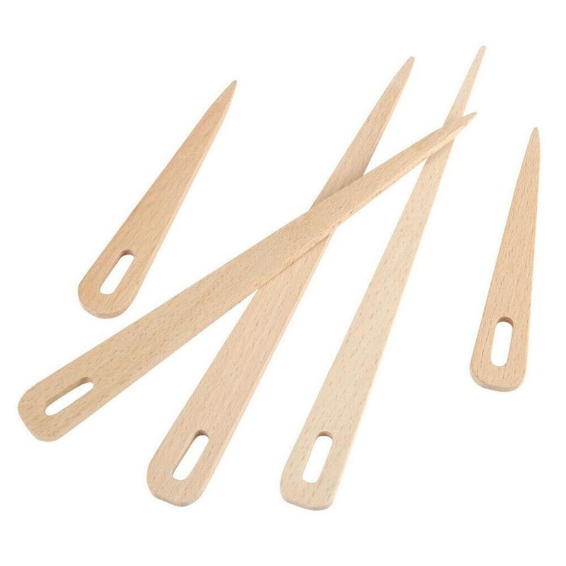 5pcs Wood Hand Loom Stick Wooden Shuttle Tapestry Weaving Knit Handcrafts Tool DIY Big Eye Needle Tapestry Wooden Weaving Tool