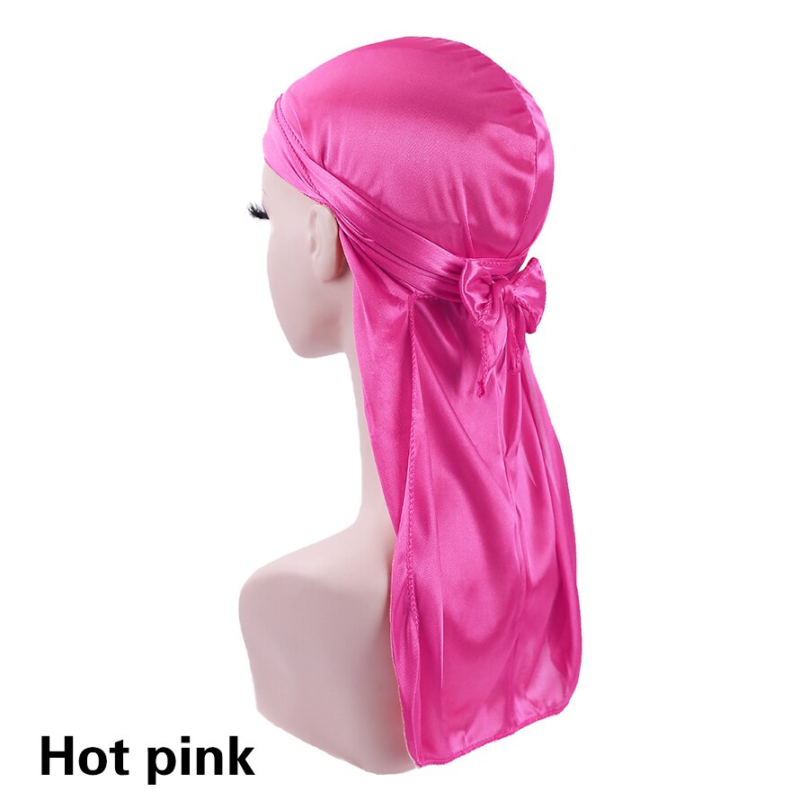 long Silk Durag Turban Hat Wigs Pirate Hat Long Tail Straps Bandanas Pirate Hat Stain Durags Headwear Headband Hair Accessories: violet