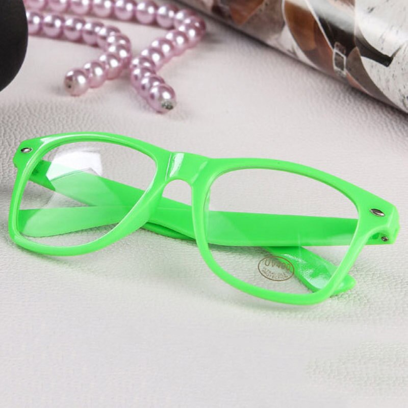 Mayitr 1pc Nerd Clear Glasses Clear Lens Geek Glasses 16 Colors Plain Mirror Plastic Full frame Eyeglasses Eyewear: green